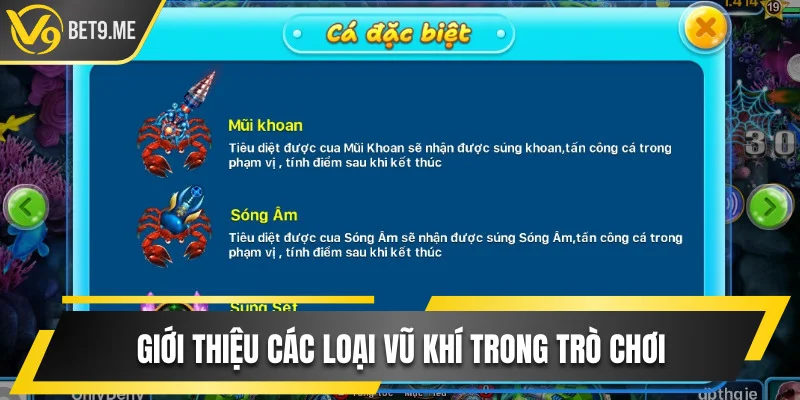 Giới thiệu vũ khí trong Bắn Cá Xèng